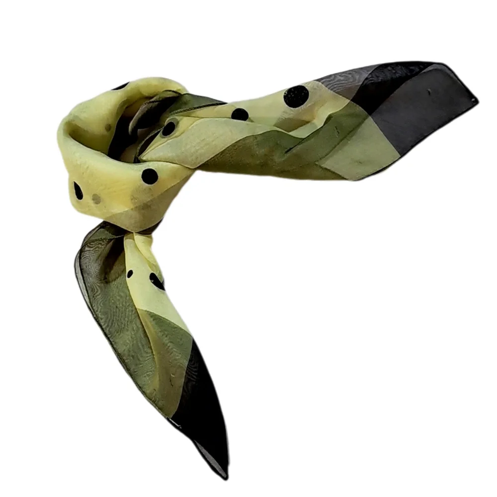 Polka Dot Sheer Scarf - Yellow & Black